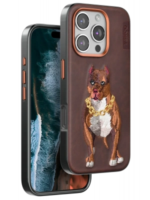 Venco iPhone 16 Pro Perma Desenli Kapak - Kahverengi