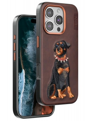 Venco iPhone 16 Pro Perma Desenli Kapak - Koyu Kahve