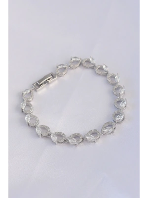 Vip Seri Pirinç Zirkon Taşlı Gümüş Renk Arpa Model Bileklik