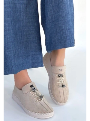 Warte Bej Süet Bağcıklı Spor Ayakkabı