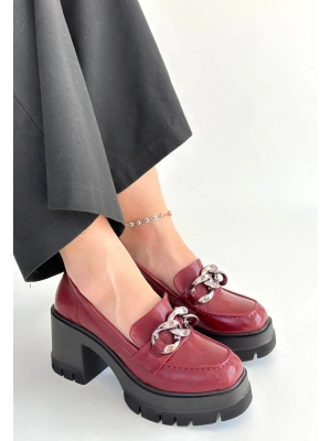 Winar Bordo Rugan Doldu Topuk Ayakkabı