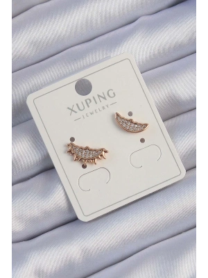 Xuping Rose Renk Zirkon Taşlı Ay ve Güneş Tasarımlı Küpe