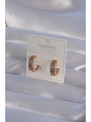 XUPİNG Rose Renk Zirkon Taşlı İşlemeli Halka Küpe