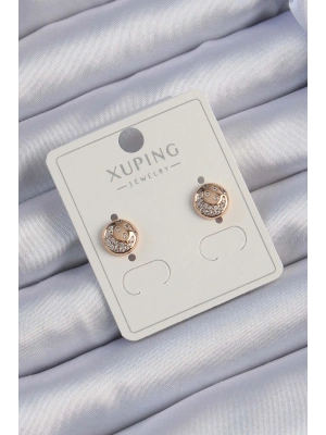 Xuping Rose Renk Zirkon Taşlı Yansımalı Oval Küpe