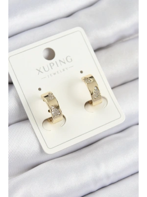 Xuping Zirkon Taşlı Desenli Halka Model Gold Renk Kadın Küpe