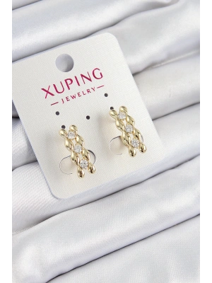 Xuping Zirkon Taşlı Sıralı Damla Model Gold Renk Kadın Küpe
