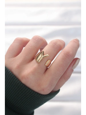 Y Harfli Altın Renk Ayarlanabilir Yüzük