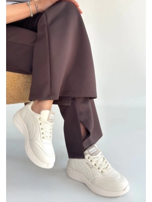 Yejja Bej Cilt Bağcıklı Spor Ayakkabı