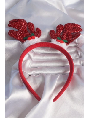 Yılbaşı Temalı Simli Geyik Boynuzu Figürlü Taç