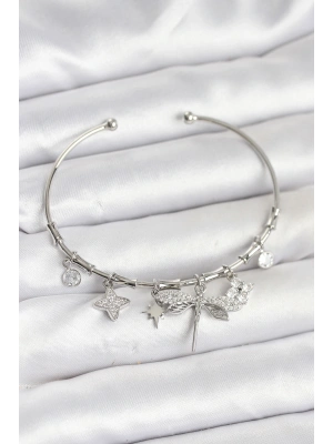 Yusufçuk Charmlı Gümüş Renk Pirinç Kadın Bileklik