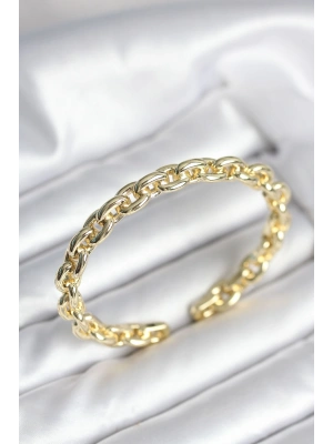 Zincir Model Gold Renk Pirinç Kadın Bileklik