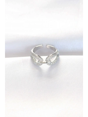 Zirkon Taşlı Silver Renk Ayarlanabilir Yüzük