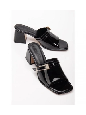 Ziva Siyah Rugan Topuklu Terlik