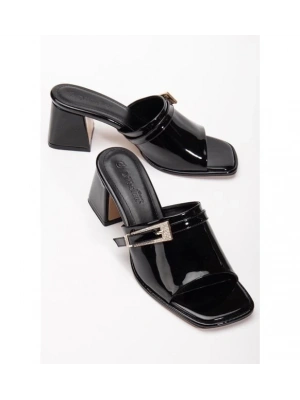 Ziva Siyah Rugan Topuklu Terlik