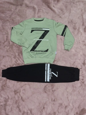 3-9 yaş z baskılı alt üst takım siyahmint erkek çocuk