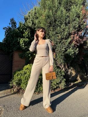 Fitilli prenses kol alt üst takım bej