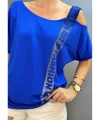Kadın Büyük Beden Tek Omuz Askılı City Fashion Taşlı Düşük Kol Bluz cty-cnd-06