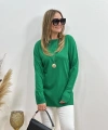 Kadın Kayık Yaka 2 Cepli 38-44 Beden Soft Akrilik Triko Bluz Cty-cnd- 11903-3