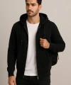 Erkek Rahat Kalıp Kapüşonlu Kalın Üç İplik Fermuarlı Ceket Sweatshirt cty-brd-101