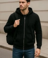 Erkek Rahat Kalıp Kapüşonlu Kalın Üç İplik Fermuarlı Ceket Sweatshirt cty-brd-101