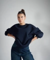 Kadın Bisiklet Yaka Basic Şardonlu Oversize Sweatshirt cty-abr-6959