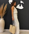 Kadın Sıfır Kol Çizgili Müslin Kumaş Crop Bluz cty-abr-7035b %100 Pamuk