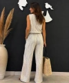 Kadın Sıfır Kol Çizgili Müslin Kumaş Crop Bluz cty-abr-7035b %100 Pamuk