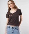 Geniş Bisiklet Yaka Basic Model Interlok Kumaş Kısa T-shirt cty-lbn-7082