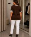 Kadın Büyük Beden V Yaka Bluz cty-mss-6486 Yaka Kol Biyeli