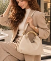 Kadın Gold Halka Saplı Yumuşak Hobo Omuz Çantası cty-lbn-1344