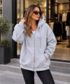 Unisex Üç İplik Şardonlu Oversize Fermuarlı Kapüşonlu Sweat Ceket cty-çtn-28663