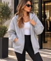 Unisex Üç İplik Şardonlu Oversize Fermuarlı Kapüşonlu Sweat Ceket cty-çtn-28663