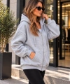 Unisex Üç İplik Şardonlu Oversize Fermuarlı Kapüşonlu Sweat Ceket cty-çtn-28663