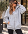 Unisex Üç İplik Şardonlu Oversize Fermuarlı Kapüşonlu Sweat Ceket cty-çtn-28663