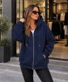Unisex Üç İplik Şardonlu Oversize Fermuarlı Kapüşonlu Sweat Ceket cty-çtn-28663