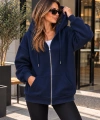 Unisex Üç İplik Şardonlu Oversize Fermuarlı Kapüşonlu Sweat Ceket cty-çtn-28663