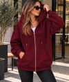 Unisex Üç İplik Şardonlu Oversize Fermuarlı Kapüşonlu Sweat Ceket cty-çtn-28663