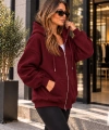 Unisex Üç İplik Şardonlu Oversize Fermuarlı Kapüşonlu Sweat Ceket cty-çtn-28663