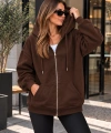 Unisex Üç İplik Şardonlu Oversize Fermuarlı Kapüşonlu Sweat Ceket cty-çtn-28663