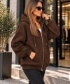 Unisex Üç İplik Şardonlu Oversize Fermuarlı Kapüşonlu Sweat Ceket cty-çtn-28663
