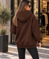 Unisex Üç İplik Şardonlu Oversize Fermuarlı Kapüşonlu Sweat Ceket cty-çtn-28663