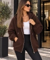 Unisex Üç İplik Şardonlu Oversize Fermuarlı Kapüşonlu Sweat Ceket cty-çtn-28663