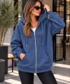 Unisex Üç İplik Şardonlu Oversize Fermuarlı Kapüşonlu Sweat Ceket cty-çtn-28663