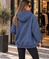 Unisex Üç İplik Şardonlu Oversize Fermuarlı Kapüşonlu Sweat Ceket cty-çtn-28663