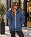 Unisex Üç İplik Şardonlu Oversize Fermuarlı Kapüşonlu Sweat Ceket cty-çtn-28663