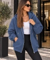 Unisex Üç İplik Şardonlu Oversize Fermuarlı Kapüşonlu Sweat Ceket cty-çtn-28663