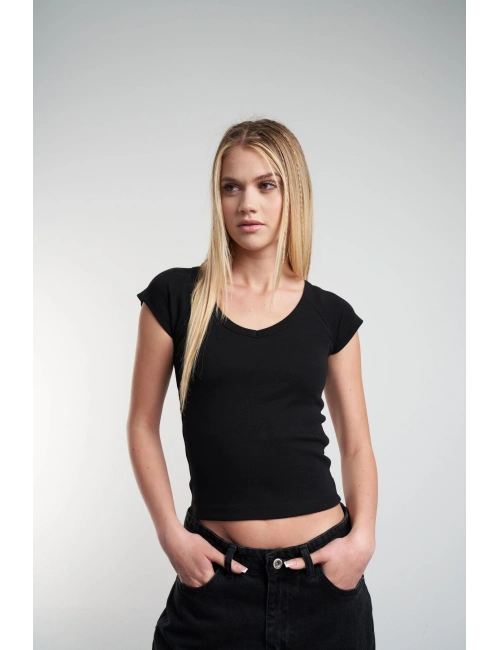 Kadın V Yaka Basic Bluz cty-abr-5171