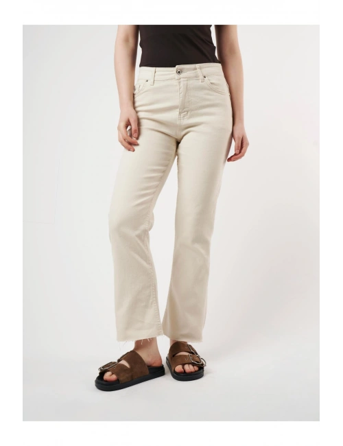 Bel Kemer Köprülü Beş Cep Kesik Paça Yıkamalı Flare Fit Jean Pantolon cty-abr-3437