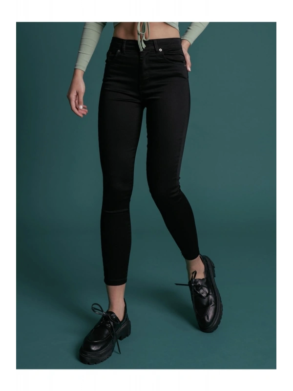 Kadın Siyah Yüksek Bel Beş Cep Gabardin Pantolon Cty-abr-6024