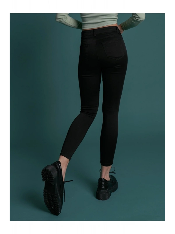 Kadın Siyah Yüksek Bel Beş Cep Gabardin Pantolon Cty-abr-6024